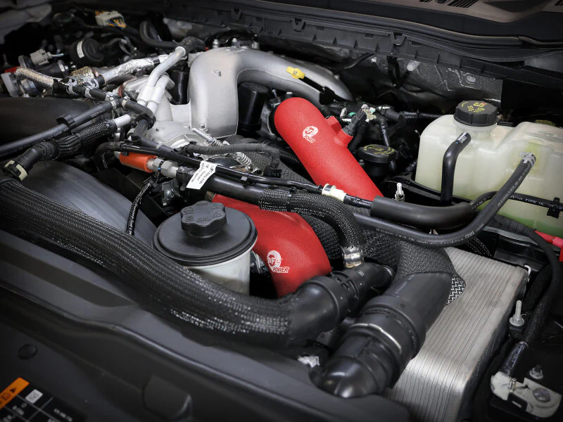 aFe 23-25 Ford F250/F350 Super Duty V8-6.7L BladeRunner Aluminum Hot & Cold Charge Pipe Kit - Red - Image 2