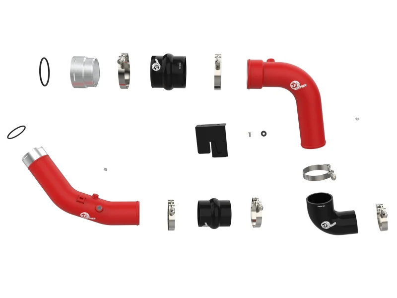 aFe 23-25 Ford F250/F350 Super Duty V8-6.7L BladeRunner Aluminum Hot & Cold Charge Pipe Kit - Red - Image 8