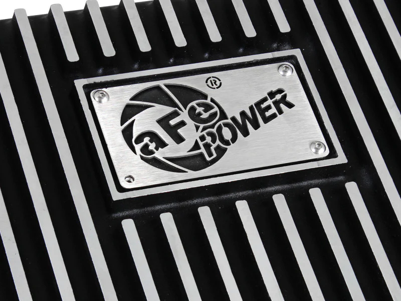 aFe POWER Transmission Pan Ford Trucks 80-92 (AOD Transmission)- Black w/ Machined Fins - Image 3