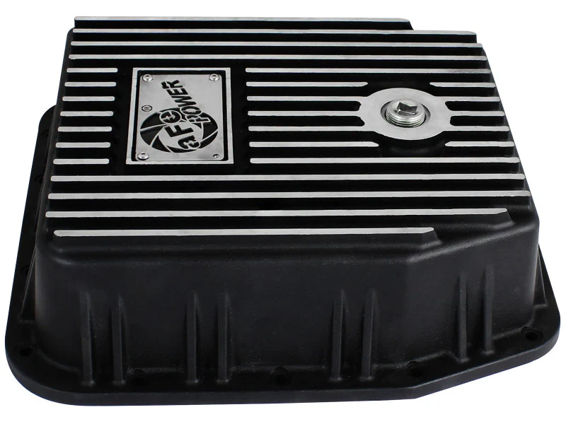 aFe POWER Transmission Pan Ford Trucks 80-92 (AOD Transmission)- Black w/ Machined Fins - Image 4