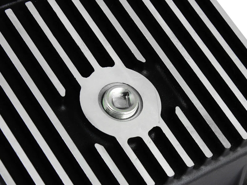 aFe POWER Transmission Pan Ford Trucks 80-92 (AOD Transmission)- Black w/ Machined Fins - Image 8