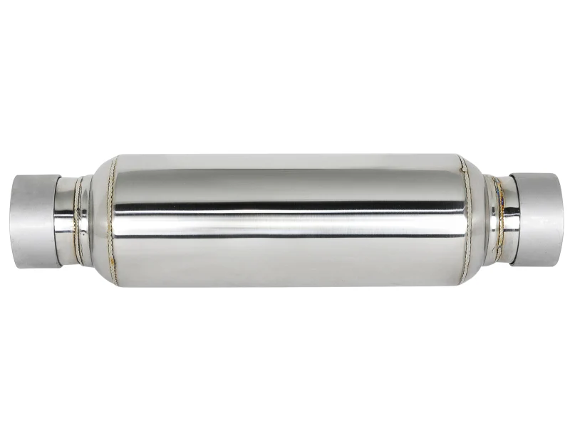 aFe MACH Force-Xp Resonator 2-1/2 IN Inlet/Outlet x 4 IN Dia. x 12 IN Body x 15 IN Overall Length - Image 2