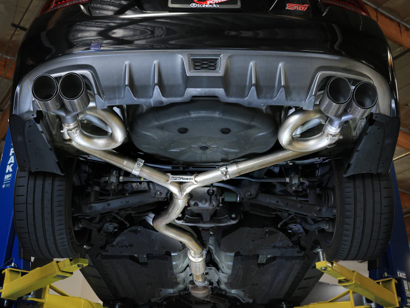 aFe Subaru WRX/STi 15-21 H4-2.0/2.5L Takeda 3in to 2-1/2in Stainless Cat-Back Exhaust Crbn Fiber Tip - Image 3