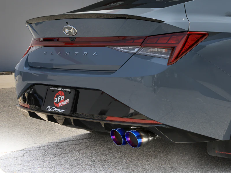 aFe Takeda Axle-Back Exhaust System Hyundai Elantra N Line 21-25 L4-1.6L- Blue Flame Tip - Image 2