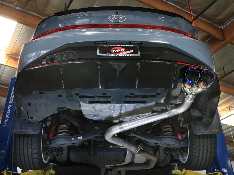 aFe Takeda Axle-Back Exhaust System Hyundai Elantra N Line 21-25 L4-1.6L- Blue Flame Tip - Image 3