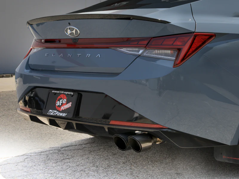 aFe Takeda Axle-Back Exhaust System Hyundai Elantra N Line 21-25 L4-1.6L- Carbon Fiber Tip - Image 4