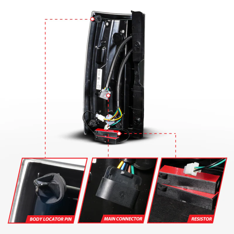 Anzo 07-14 Chevrolet Suburban / 07-14 GMC Yukon Black Full LED Tail Light Plank Style w/ Clear Lens - Image 6