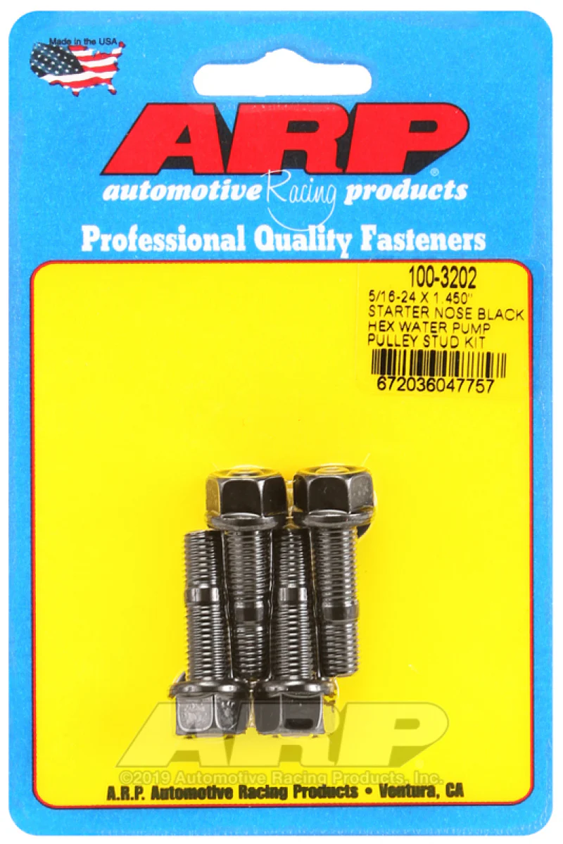 ARP 5/16-24 X 1.450 Starter Nose Black Hex Water Pump Pulley Stud Kit - Image 2