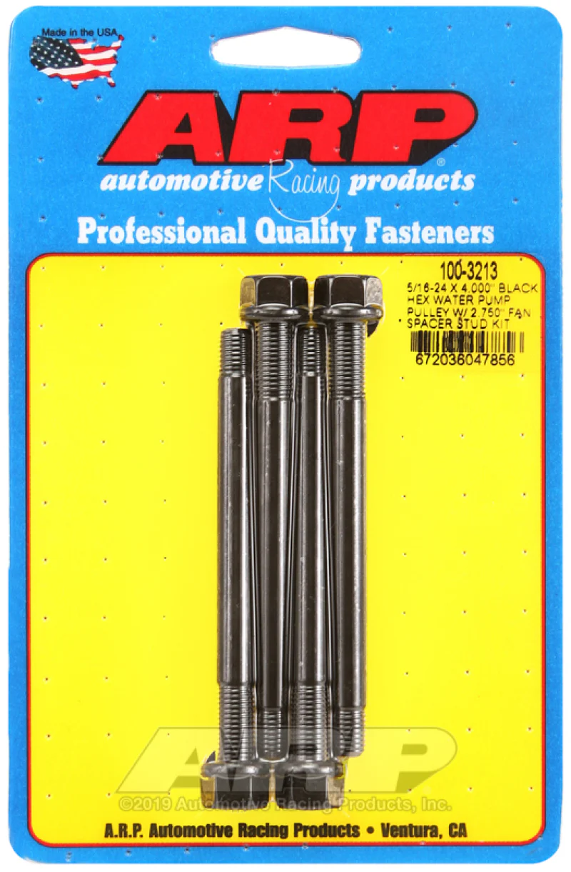 ARP 5/16-24 X 4.000 Black Hex Water Pump Pulley w/ 2.750in Fan Spacer Stud Kit - Image 2