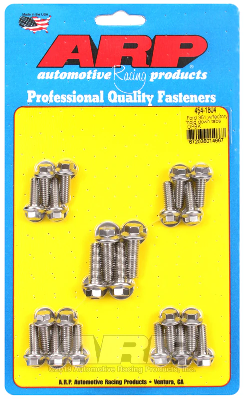 ARP Ford 351 w/ Factory Hold Down Rails Oil Pan Bolt Kit