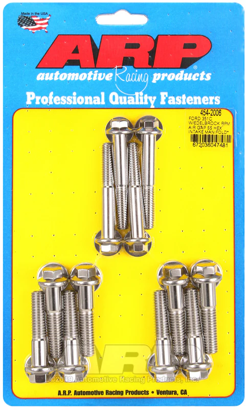 ARP Ford 351C w/Edelbrock RPM air gap hex intake manifold bolt kit