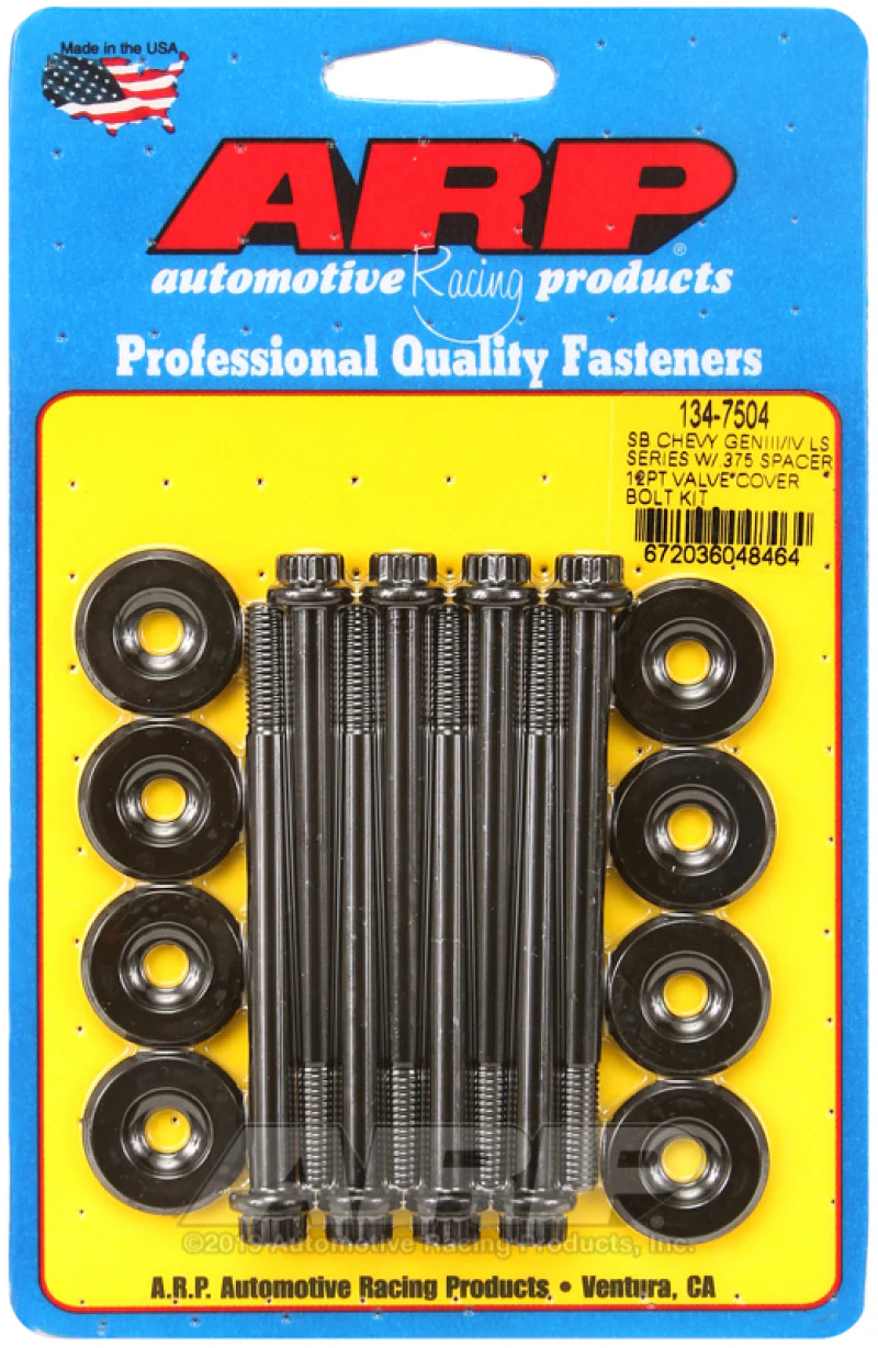 ARP Small Block Chevy GENIII/IV LS Series .375 Spacer 12pt Valve Cover Bolt Kit - Black - Image 2