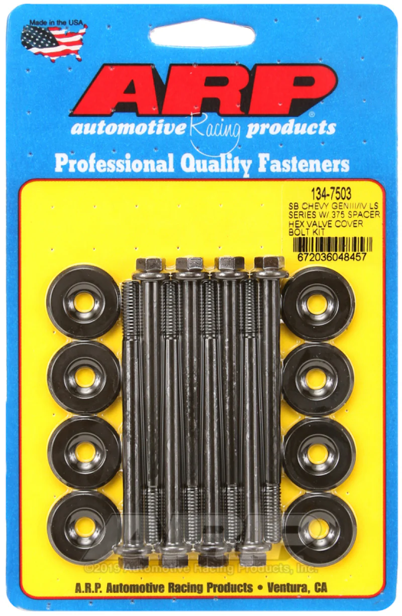 ARP Small Block Chevy GENIII/IV LS Series .375 Spacer Hex Valve Cover Bolt Kit - Black - Image 2