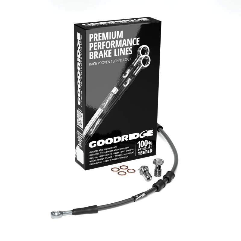 Goodridge 00-05 HD FXD/C +8in Black Brake Line Kit w/Stainless Steel Fittings
