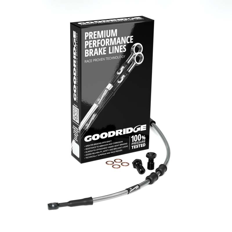 Goodridge 01-05 HD VRSCA V-ROD +8in Clear Brake Line Kit w/Black Fittings