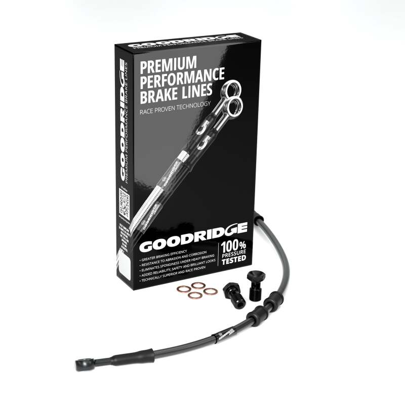 Goodridge 20-23 HD FLHP -4in Black Brake Line Kit w/Black Fittings