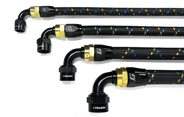 GReddy AN08 Reusable Nylon Braided Hose - Black/Gold/Blue - 9ft - Image 5