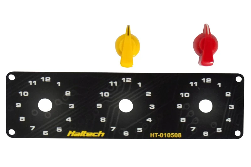 Haltech Triple Switch Panel Kit w/Yellow & Red Knobs - Image 3