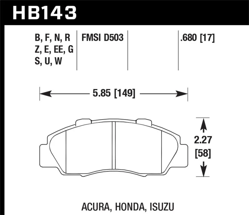 Hawk 97-01 Honda Prelude Performance Ceramic Street Front Brake Pads - Image 2