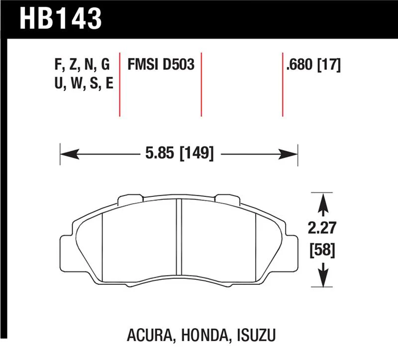 Hawk 97-01 Honda Prelude Performance Ceramic Street Front Brake Pads - Image 3