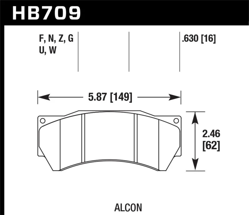 Hawk Performance Alcon Mono 6, Model 4497 DTC-70 Race Brake Pads - Image 5