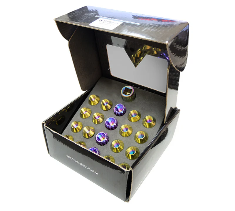 NRG 200 Series M12 X 1.25 Titanium Lug Nut Set - 21 Pc w/Lock Key Socket - Neochrome - Image 7