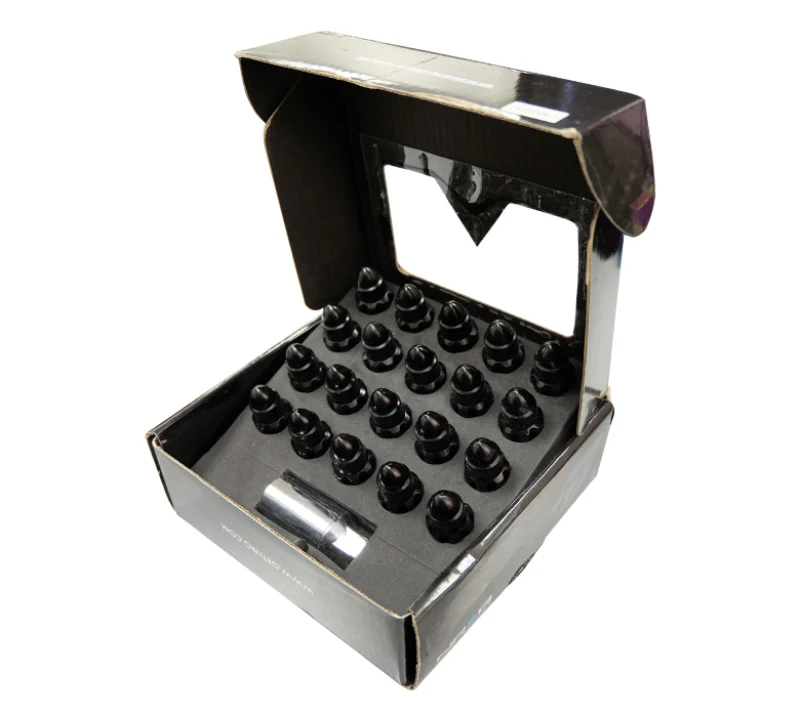 NRG 500 Series M12 X 1.5 Bullet Shape Steel Lug Nut Set - 21 Pc w/Lock Key - Black - Image 10