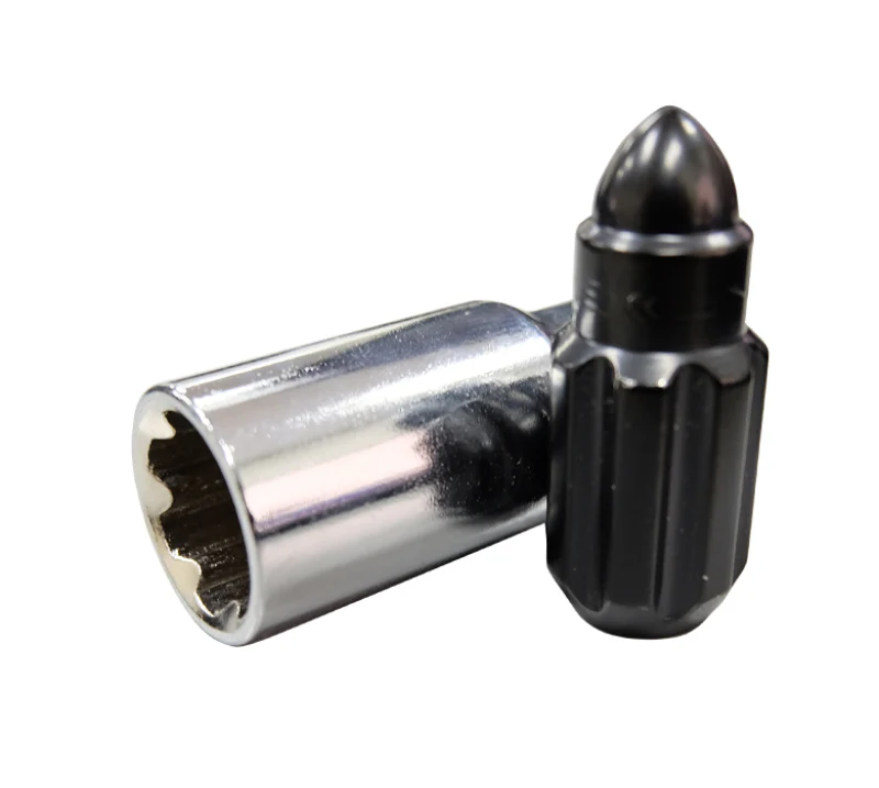 NRG 500 Series M12 X 1.5 Bullet Shape Steel Lug Nut Set - 21 Pc w/Lock Key - Black - Image 8