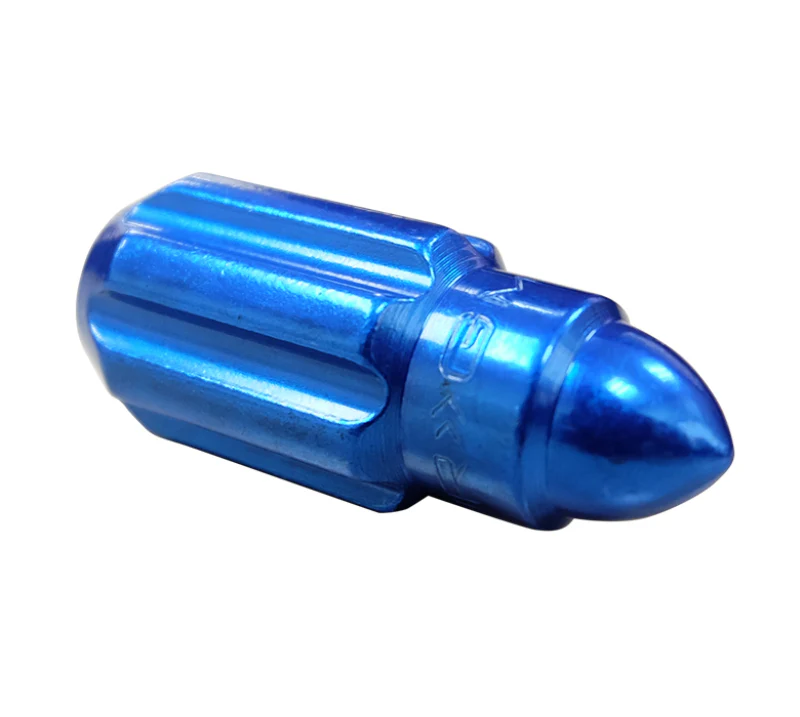 NRG 500 Series M12 X 1.5 Bullet Shape Steel Lug Nut Set - 21 Pc w/Lock Key - Blue - Image 4