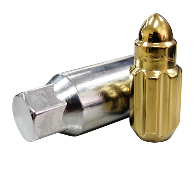 NRG 500 Series M12 X 1.5 Bullet Shape Steel Lug Nut Set - 21 Pc w/Lock Key - Chrome Gold - Image 2