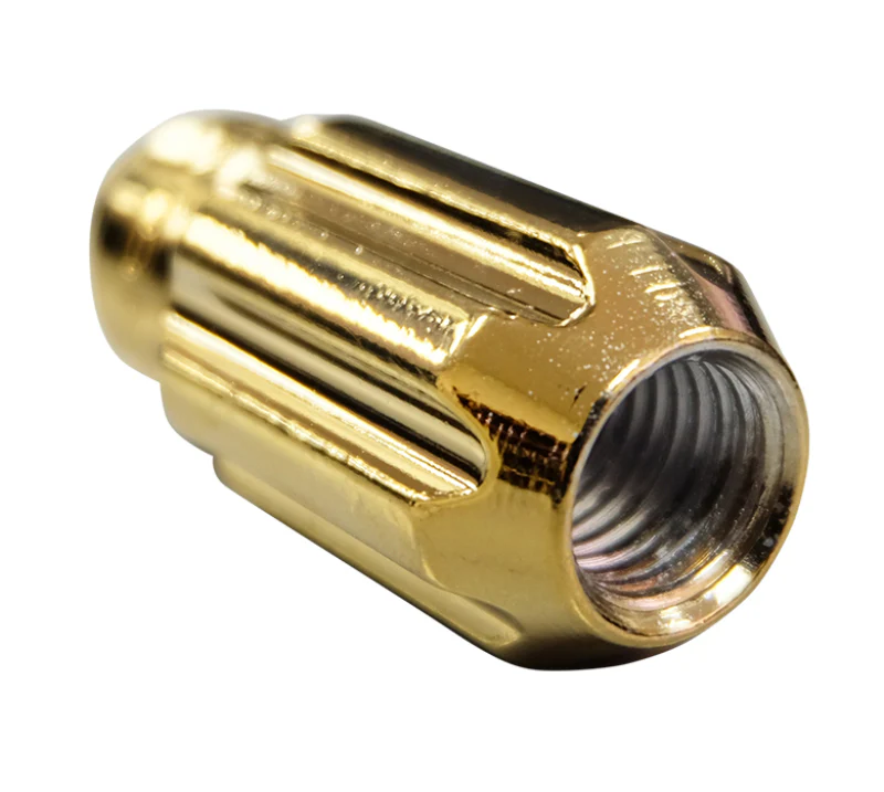 NRG 500 Series M12 X 1.5 Bullet Shape Steel Lug Nut Set - 21 Pc w/Lock Key - Chrome Gold - Image 4