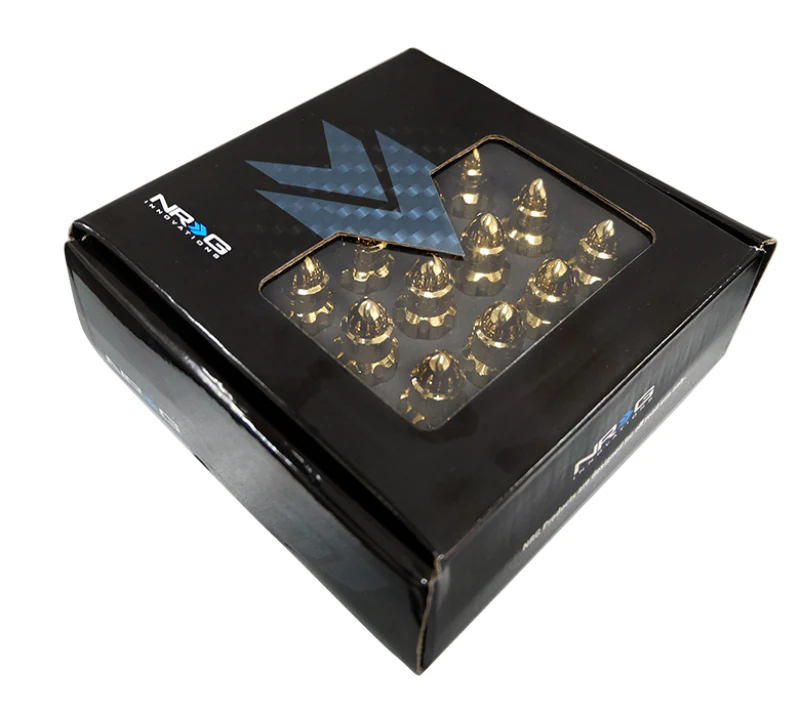 NRG 500 Series M12 X 1.5 Bullet Shape Steel Lug Nut Set - 21 Pc w/Lock Key - Chrome Gold - Image 5