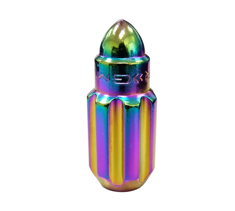 NRG 500 Series M12 X 1.5 Bullet Shape Steel Lug Nut Set - 21 Pc w/Lock Key - Neochrome - Image 6