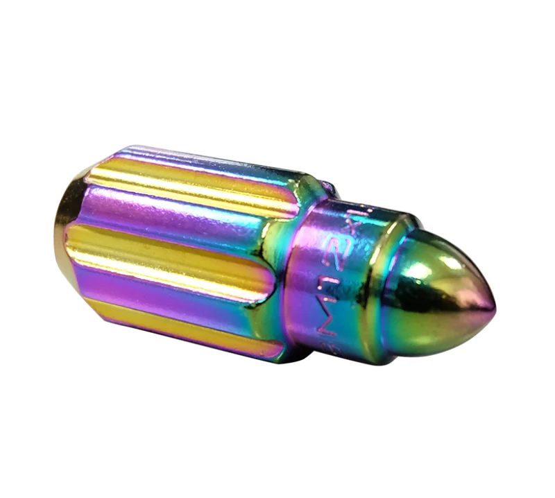 NRG 500 Series M12 X 1.5 Bullet Shape Steel Lug Nut Set - 21 Pc w/Lock Key - Neochrome - Image 7