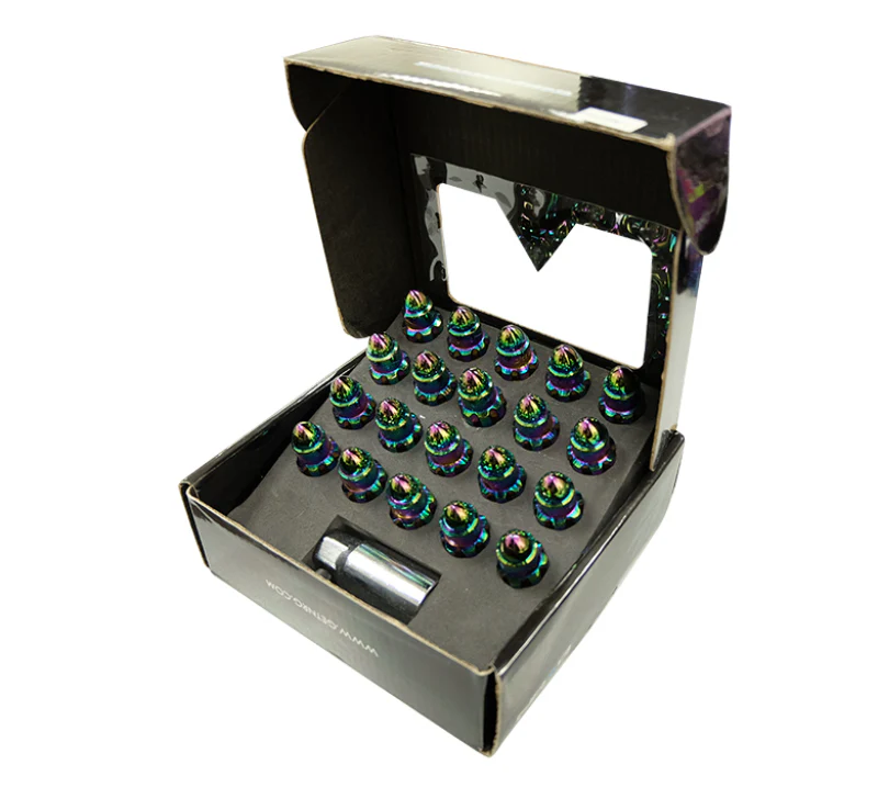 NRG 500 Series M12 X 1.5 Bullet Shape Steel Lug Nut Set - 21 Pc w/Lock Key - Neochrome - Image 8