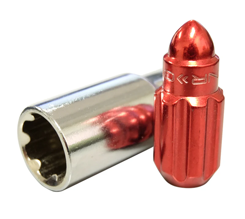 NRG 500 Series M12 X 1.5 Bullet Shape Steel Lug Nut Set - 21 Pc w/Lock Key - Red - Image 4