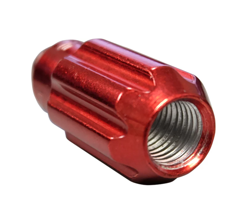 NRG 500 Series M12 X 1.5 Bullet Shape Steel Lug Nut Set - 21 Pc w/Lock Key - Red - Image 5