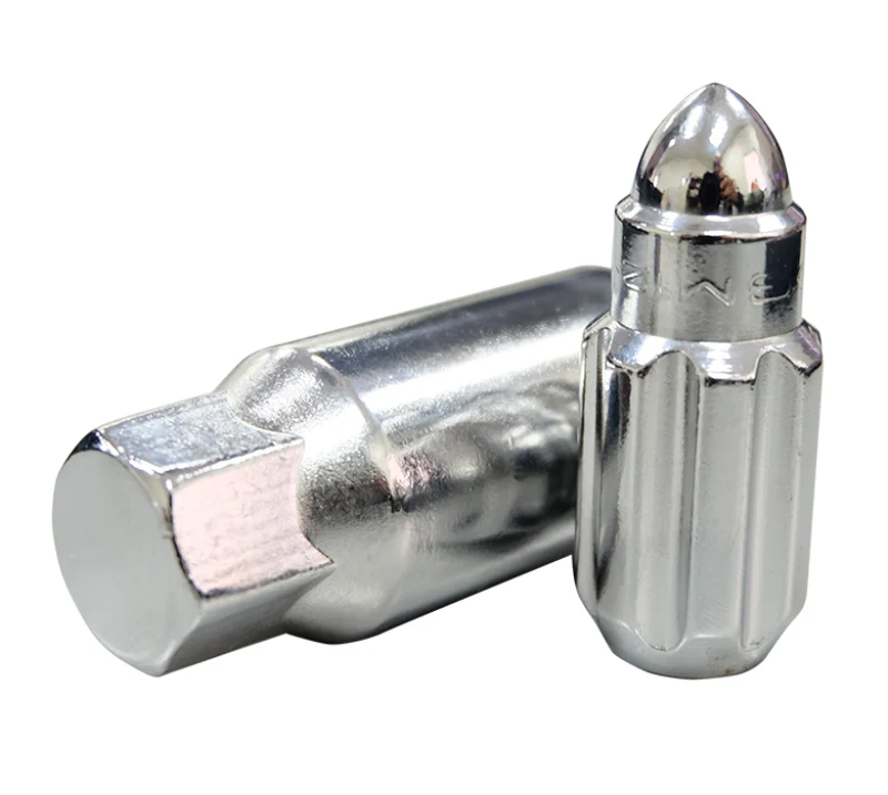NRG 500 Series M12 X 1.5 Bullet Shape Steel Lug Nut Set - 21 Pc w/Lock Key - Silver - Image 2