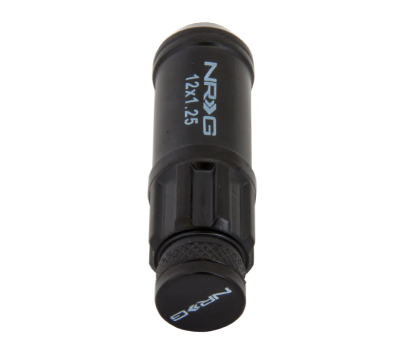 NRG 700 Series M12 X 1.25 Steel Lug Nut w/Dust Cap Cover Set 21 Pc w/Locks & Lock Socket - Black - Image 3