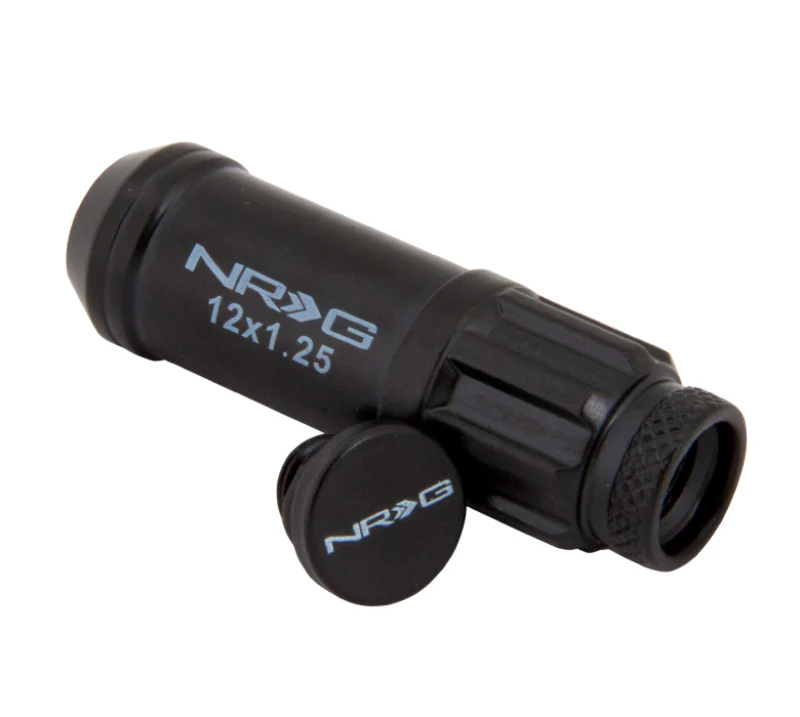 NRG 700 Series M12 X 1.25 Steel Lug Nut w/Dust Cap Cover Set 21 Pc w/Locks & Lock Socket - Black - Image 5