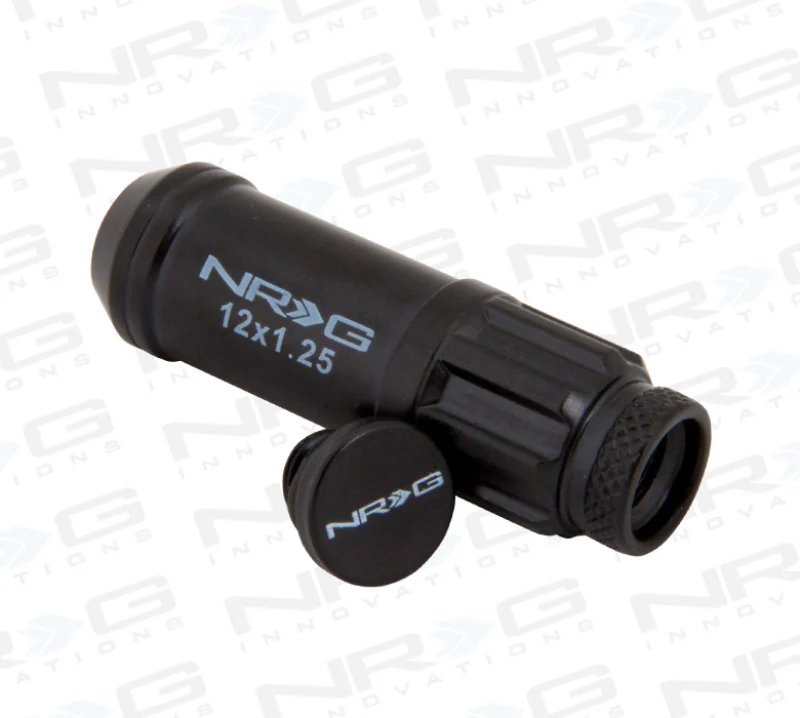 NRG 700 Series M12 X 1.25 Steel Lug Nut w/Dust Cap Cover Set 21 Pc w/Locks & Lock Socket - Black - Image 9