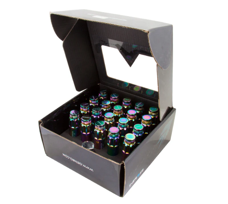 NRG 700 Series M12 X 1.25 Steel Lug Nut w/Dust Cap Cover Set 21 Pc w/Locks & Lock Socket - Neochrome - Image 3