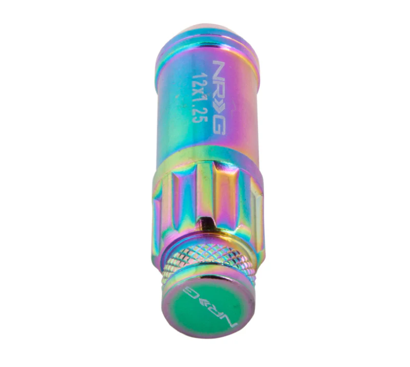 NRG 700 Series M12 X 1.25 Steel Lug Nut w/Dust Cap Cover Set 21 Pc w/Locks & Lock Socket - Neochrome - Image 4