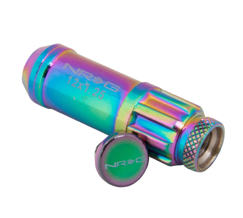 NRG 700 Series M12 X 1.25 Steel Lug Nut w/Dust Cap Cover Set 21 Pc w/Locks & Lock Socket - Neochrome - Image 7