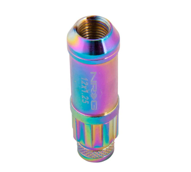 NRG 700 Series M12 X 1.25 Steel Lug Nut w/Dust Cap Cover Set 21 Pc w/Locks & Lock Socket - Neochrome - Image 9