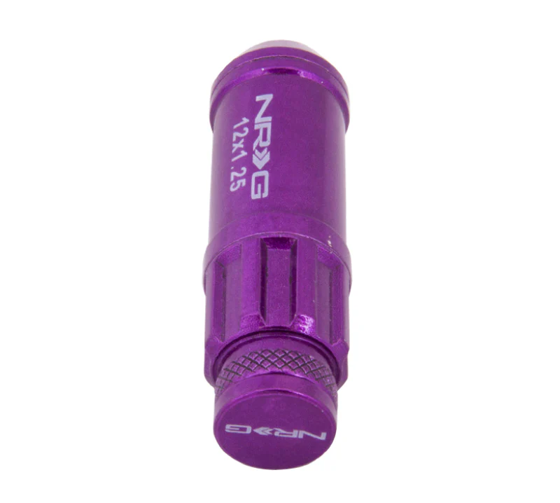 NRG 700 Series M12 X 1.25 Steel Lug Nut w/Dust Cap Cover Set 21 Pc w/Locks & Lock Socket - Purple - Image 3
