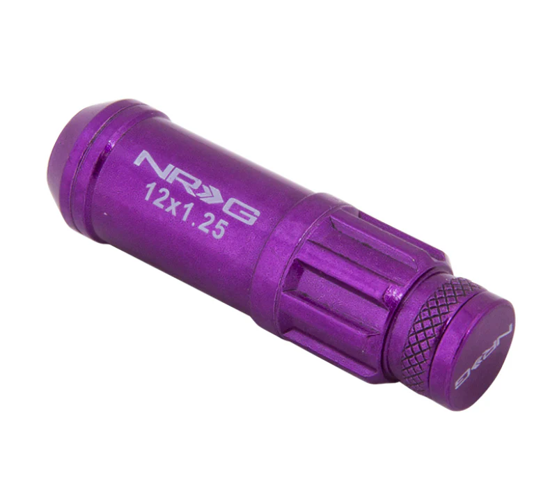 NRG 700 Series M12 X 1.25 Steel Lug Nut w/Dust Cap Cover Set 21 Pc w/Locks & Lock Socket - Purple - Image 5