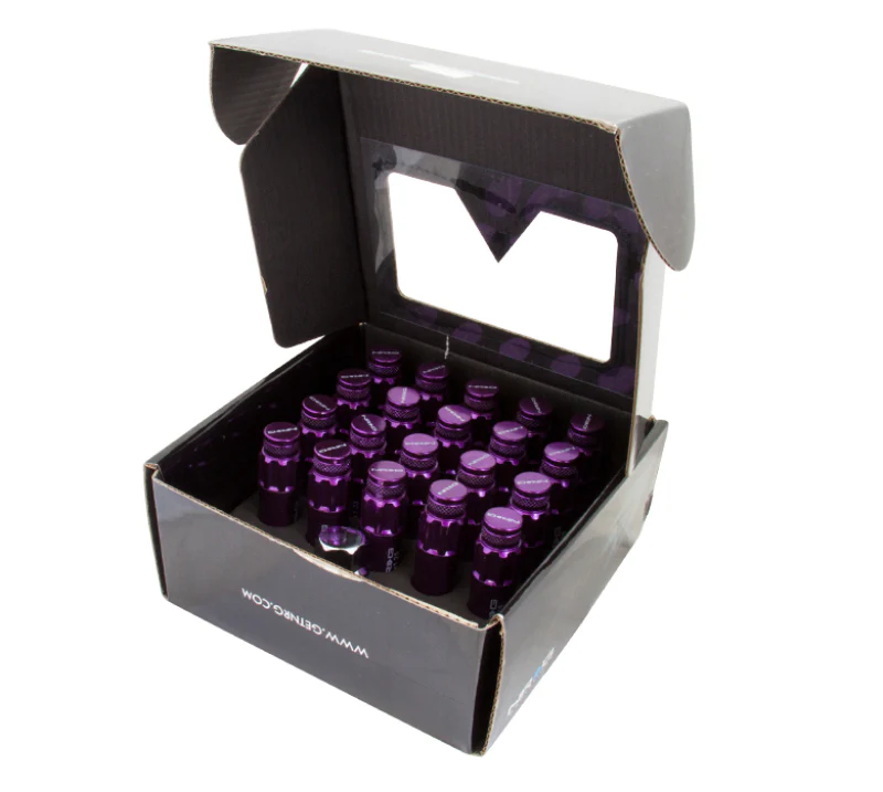 NRG 700 Series M12 X 1.25 Steel Lug Nut w/Dust Cap Cover Set 21 Pc w/Locks & Lock Socket - Purple - Image 7