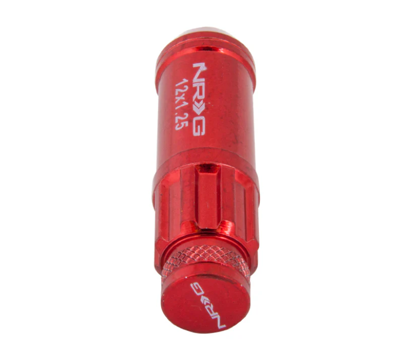 NRG 700 Series M12 X 1.25 Steel Lug Nut w/Dust Cap Cover Set 21 Pc w/Locks & Lock Socket - Red - Image 3