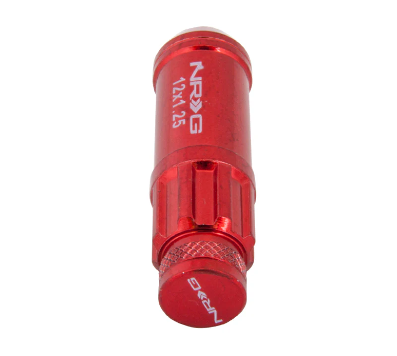 NRG 700 Series M12 X 1.25 Steel Lug Nut w/Dust Cap Cover Set 21 Pc w/Locks & Lock Socket - Red - Image 4